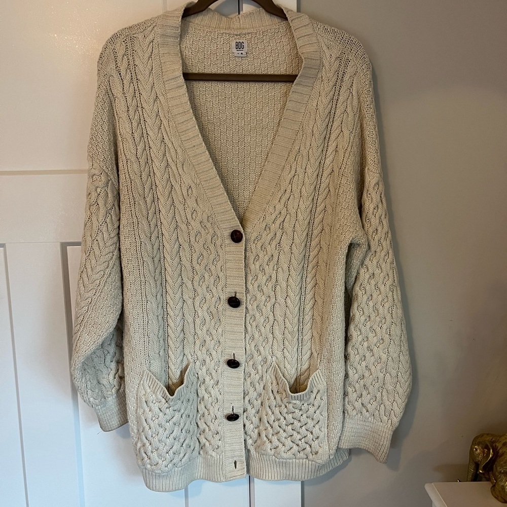 Cream Oversized Button down cardigan